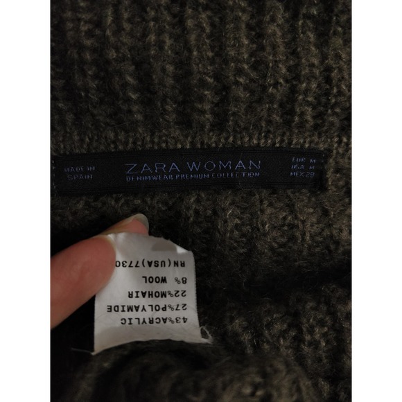 3/$20 Zara Brown Mohair Wool Blend Knit Off Shoulder Sweater Tunic M - Picture 7 of 7